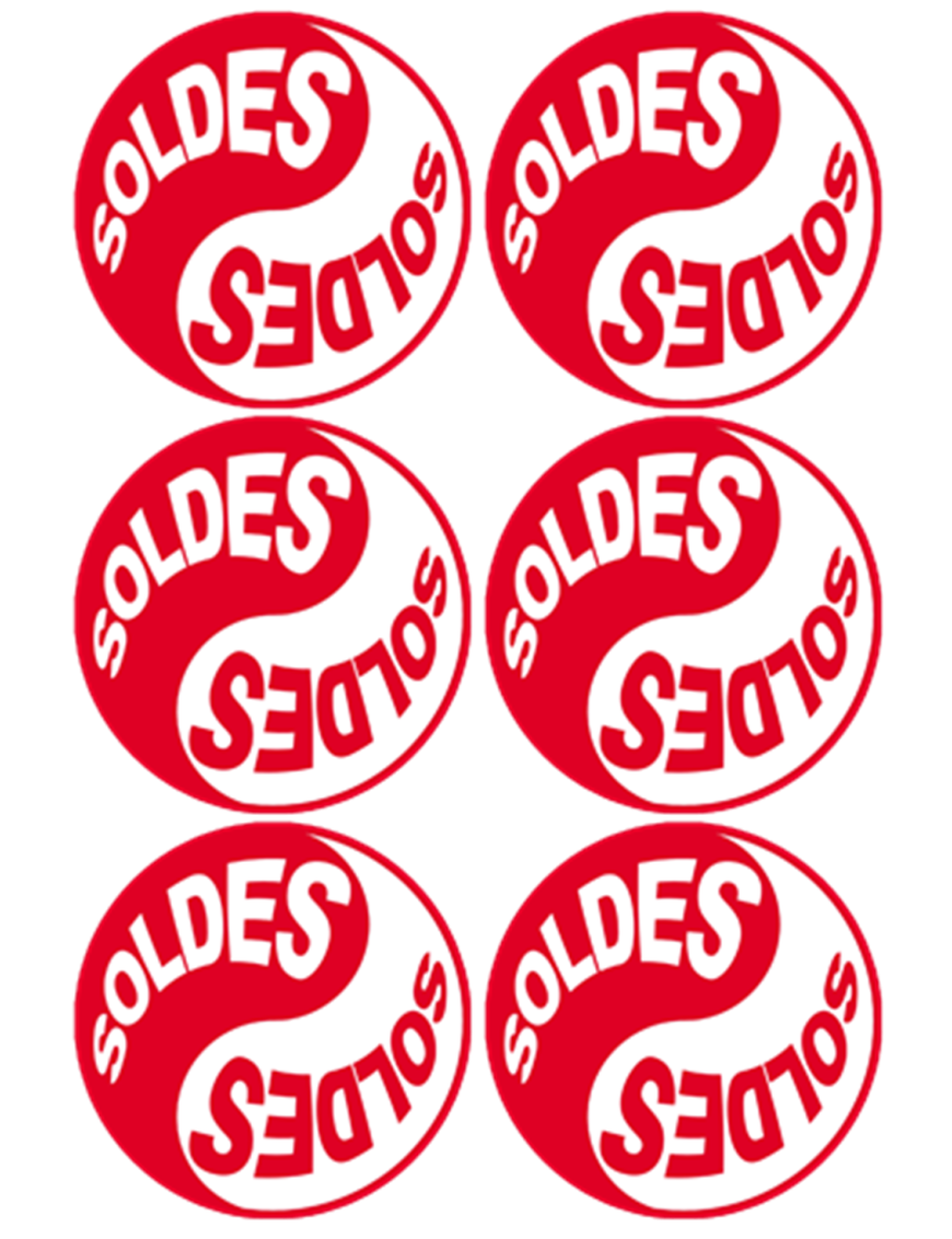 Soldes Yin Yang Rouge (6 fois 9.5x9.5cm) - Sticker/autocollant
