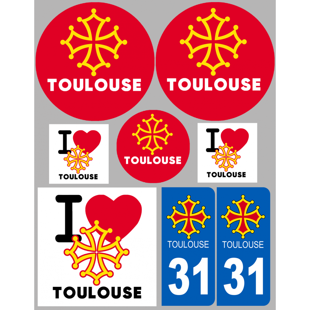 Toulouse (8 autocollants variés) - Sticker/autocollant