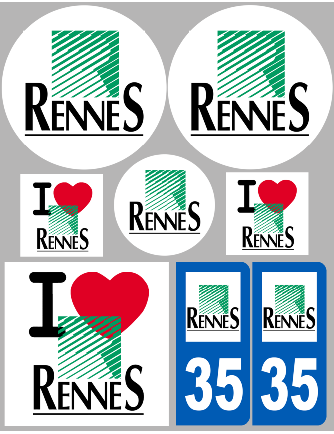 Rennes (8 autocollants variés) - Sticker/autocollant Rennes (8 autocollants variés) - Sticker/autocollant