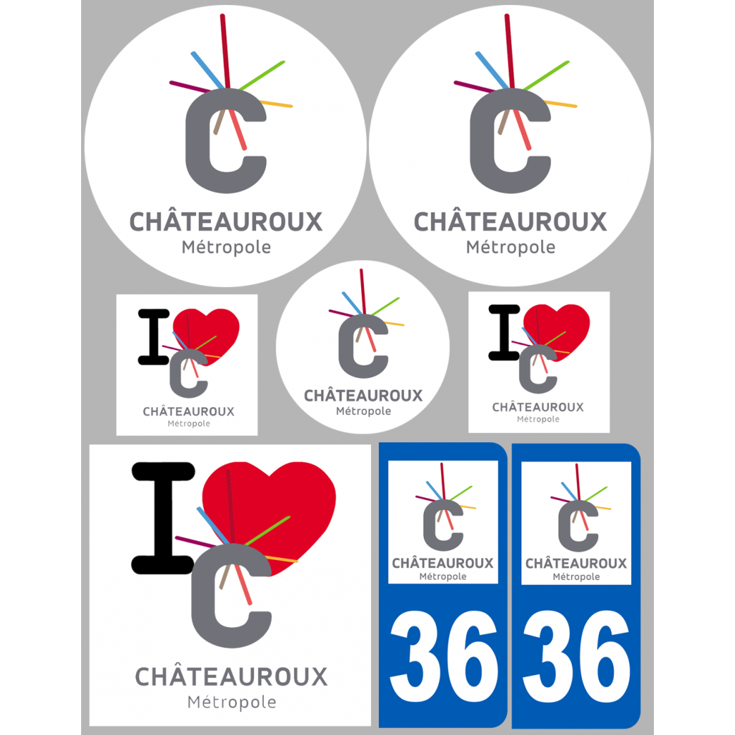 Châteauroux (8 autocollants variés) - Sticker/autocollant