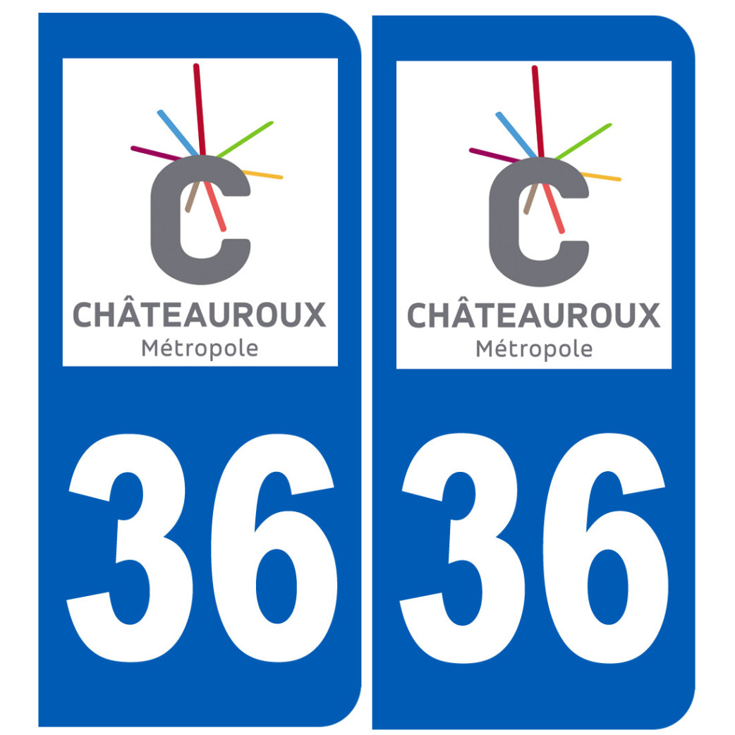 immatriculation Châteauroux 36 - Sticker/autocollant
