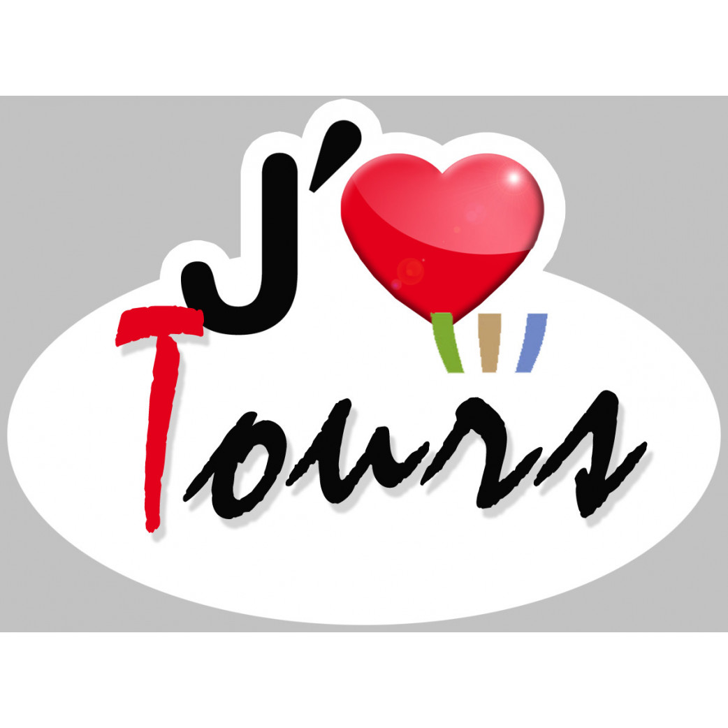 j'aime Tours - 5x3.7cm - Sticker/autocollant