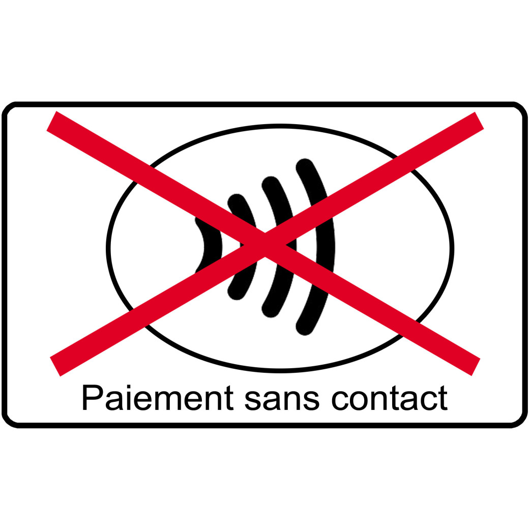 Pas de paiement sans contact - 20x12.3cm - Sticker/autocollant