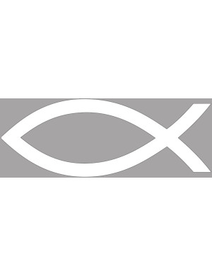 poisson chrétien blanc - 15x5.5cm - Sticker/autocollant