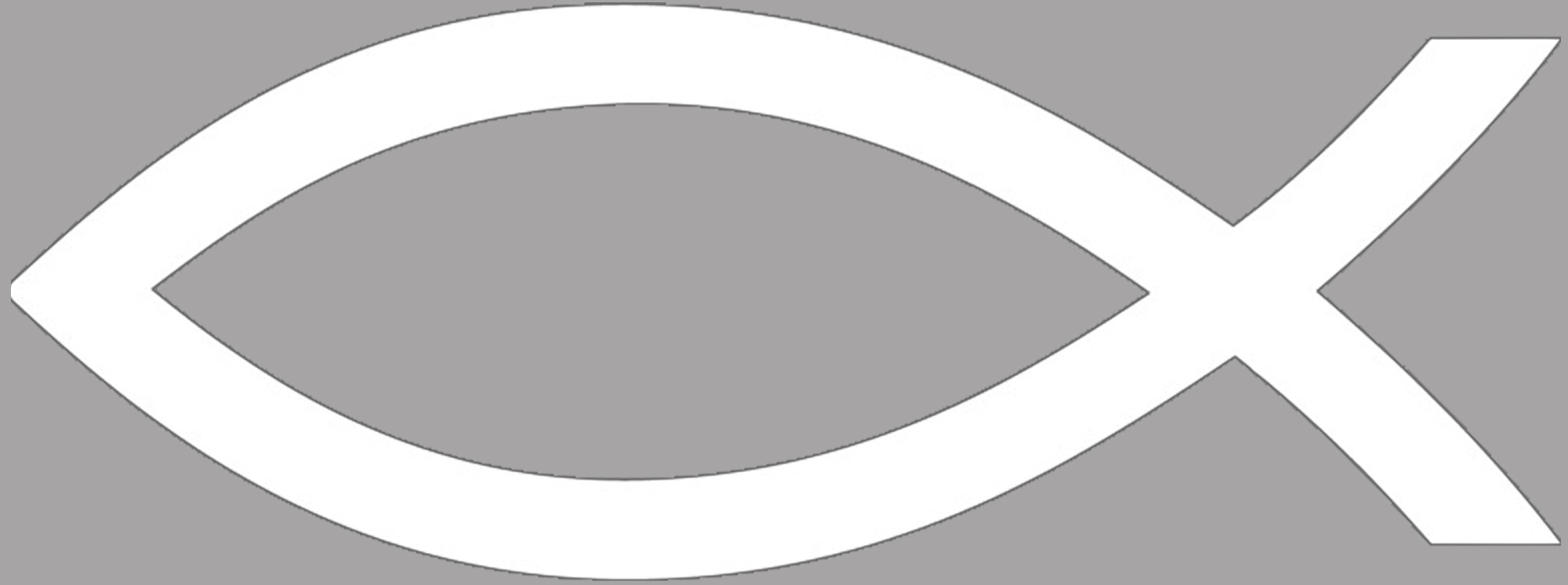 poisson chrétien blanc - 15x5.5cm - Sticker/autocollant