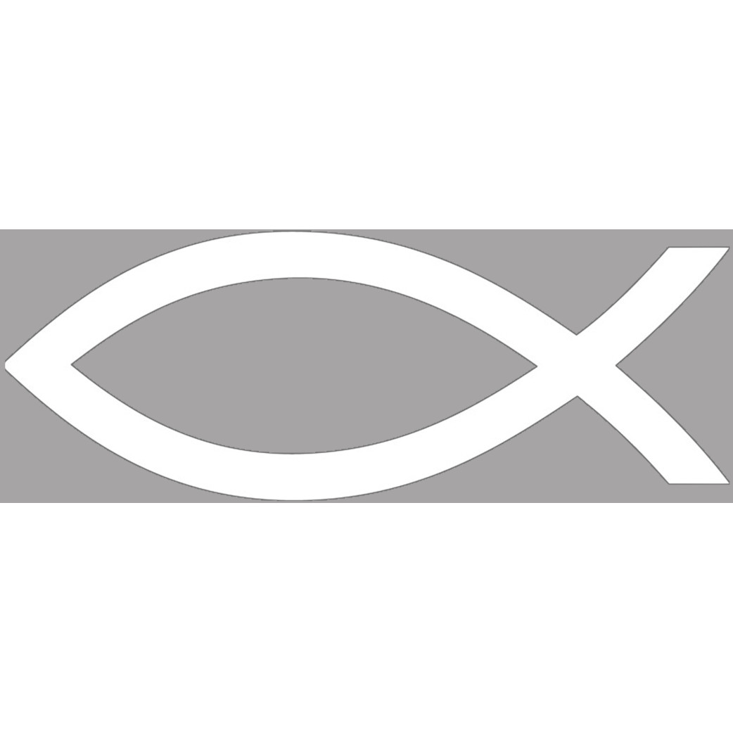 poisson chrétien blanc - 10x3.7cm - Sticker/autocollant