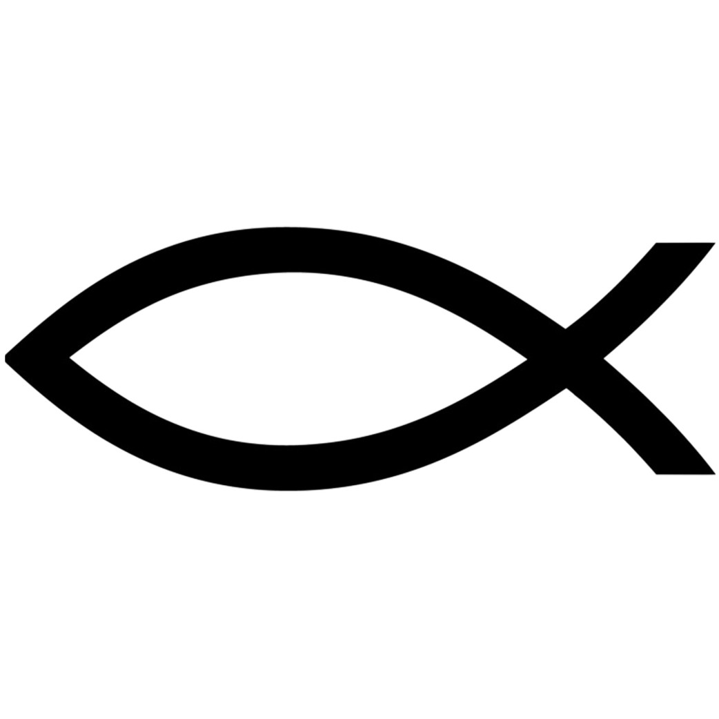 poisson chrétien noir - 29x11cm - Sticker/autocollant
