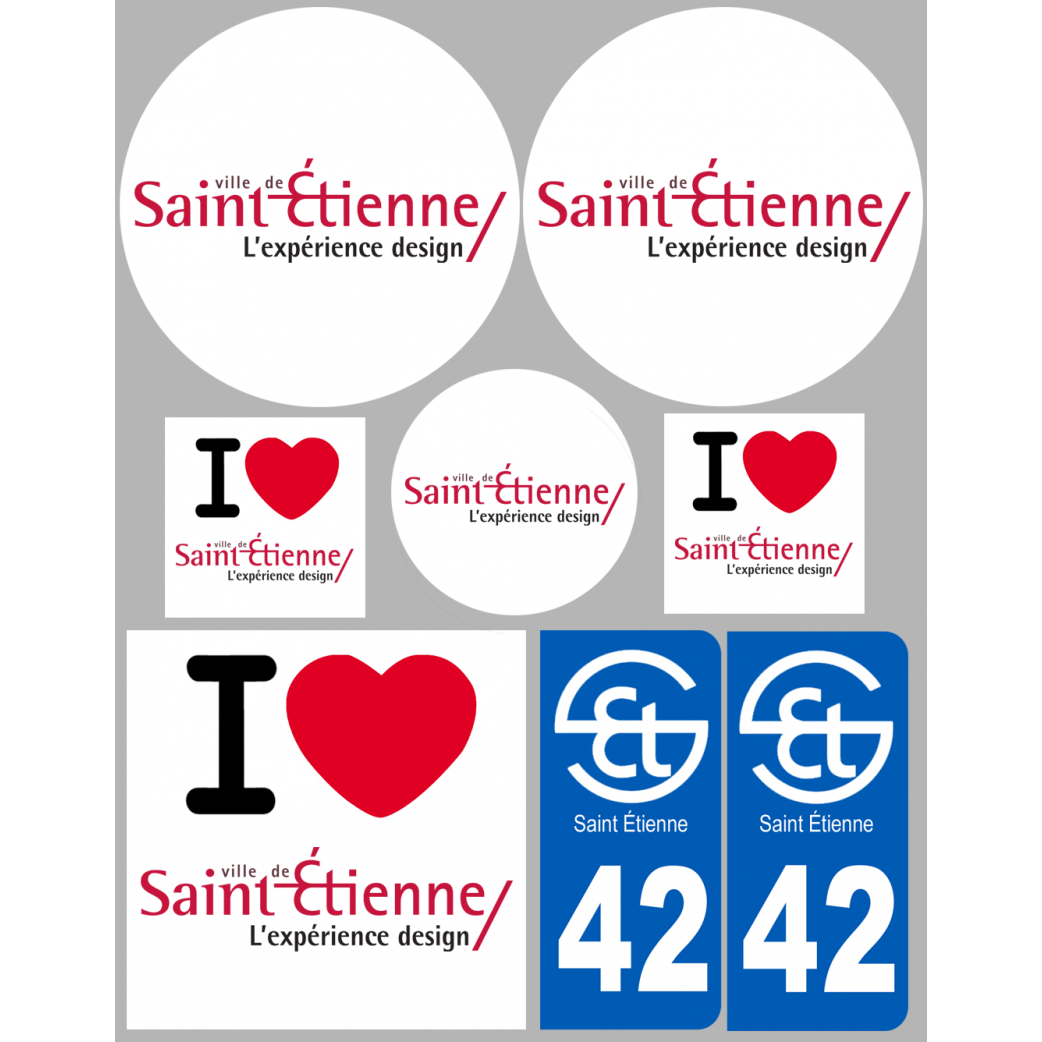 Saint-Étienne (8 autocollants variés) - Sticker/autocollant