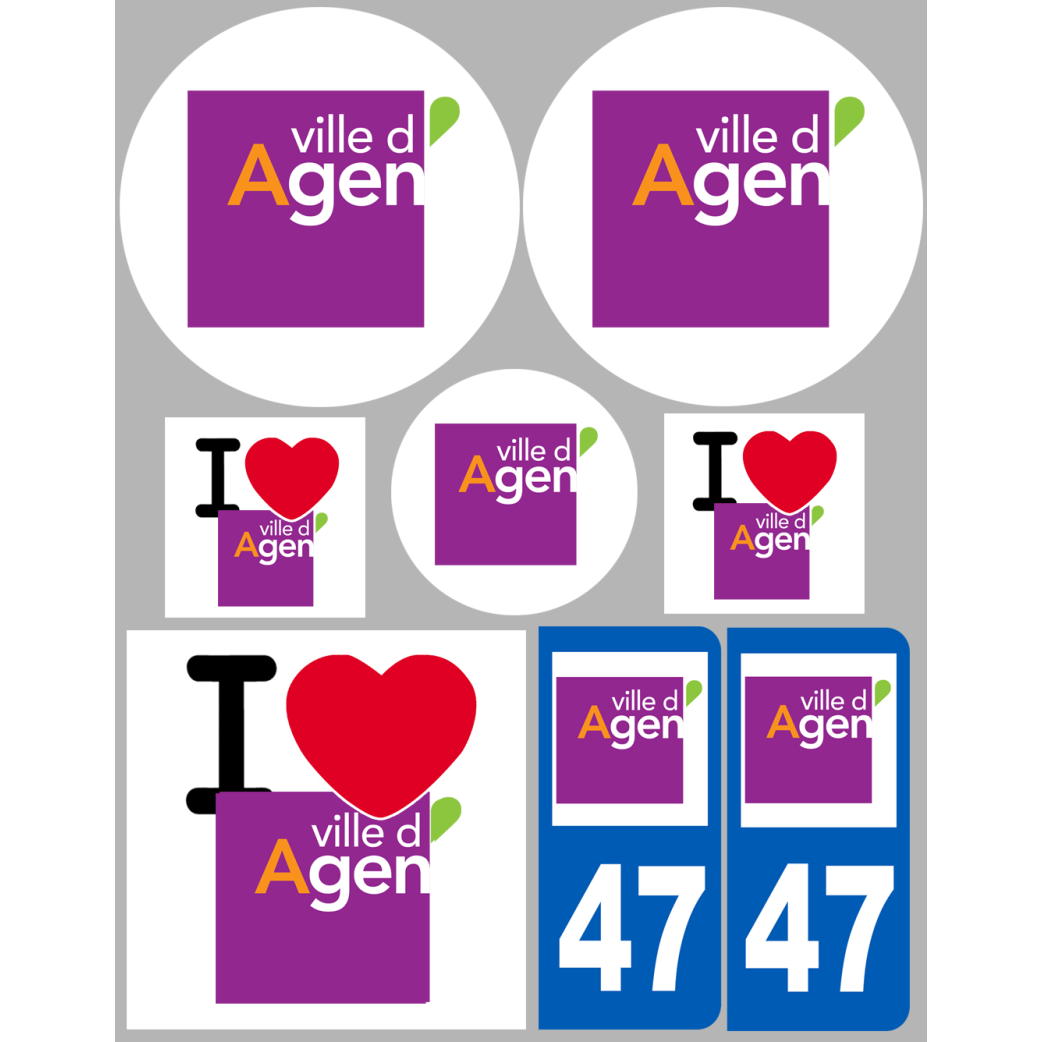 Agen (8 autocollants variés) - Sticker/autocollant