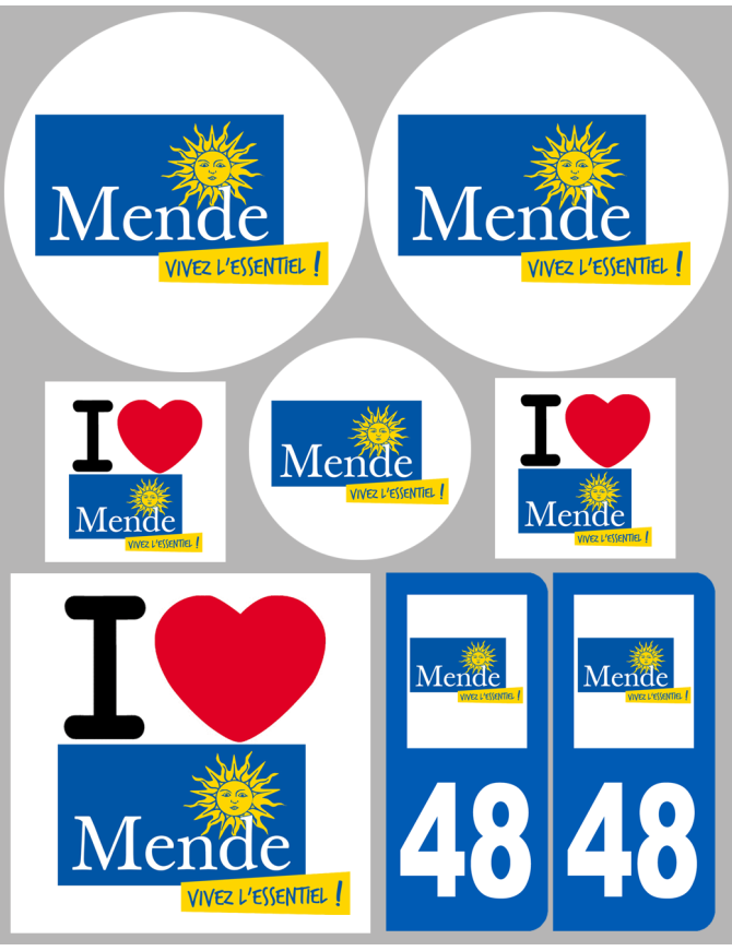 Mende (8 autocollants variés) - Sticker/autocollant Mende (8 autocollants variés) - Sticker/autocollant