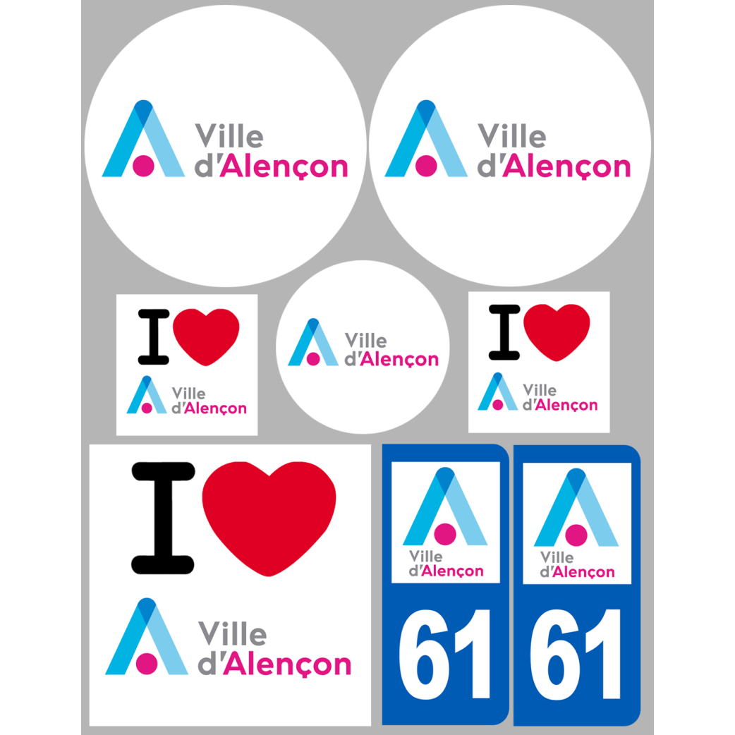 Alençon - 8 autocollants variés - Sticker/autocollant