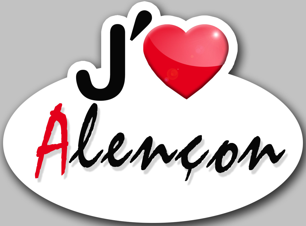 j'aime Alençon (5x3.7cm) - Sticker/autocollant