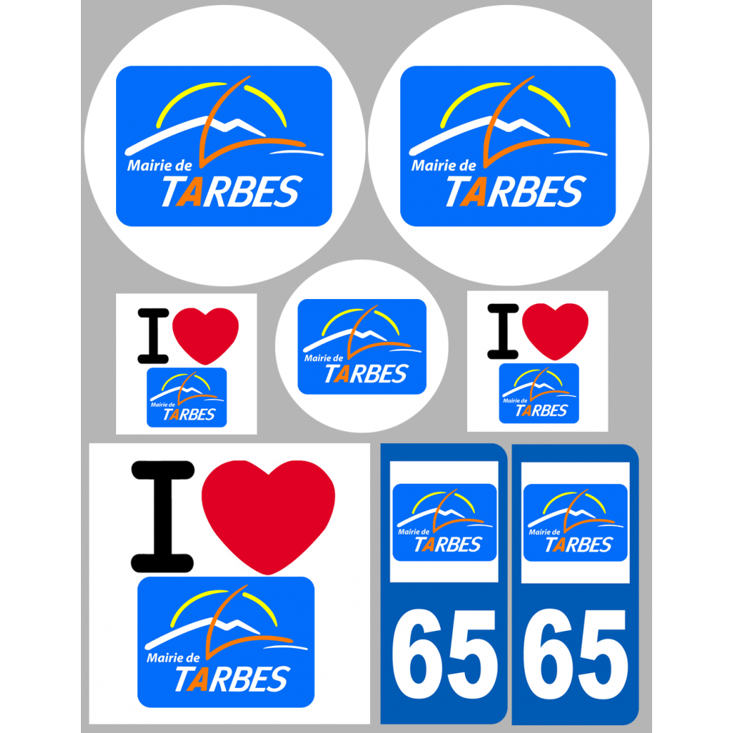 Tarbes - 8 autocollants variés - Sticker/autocollant