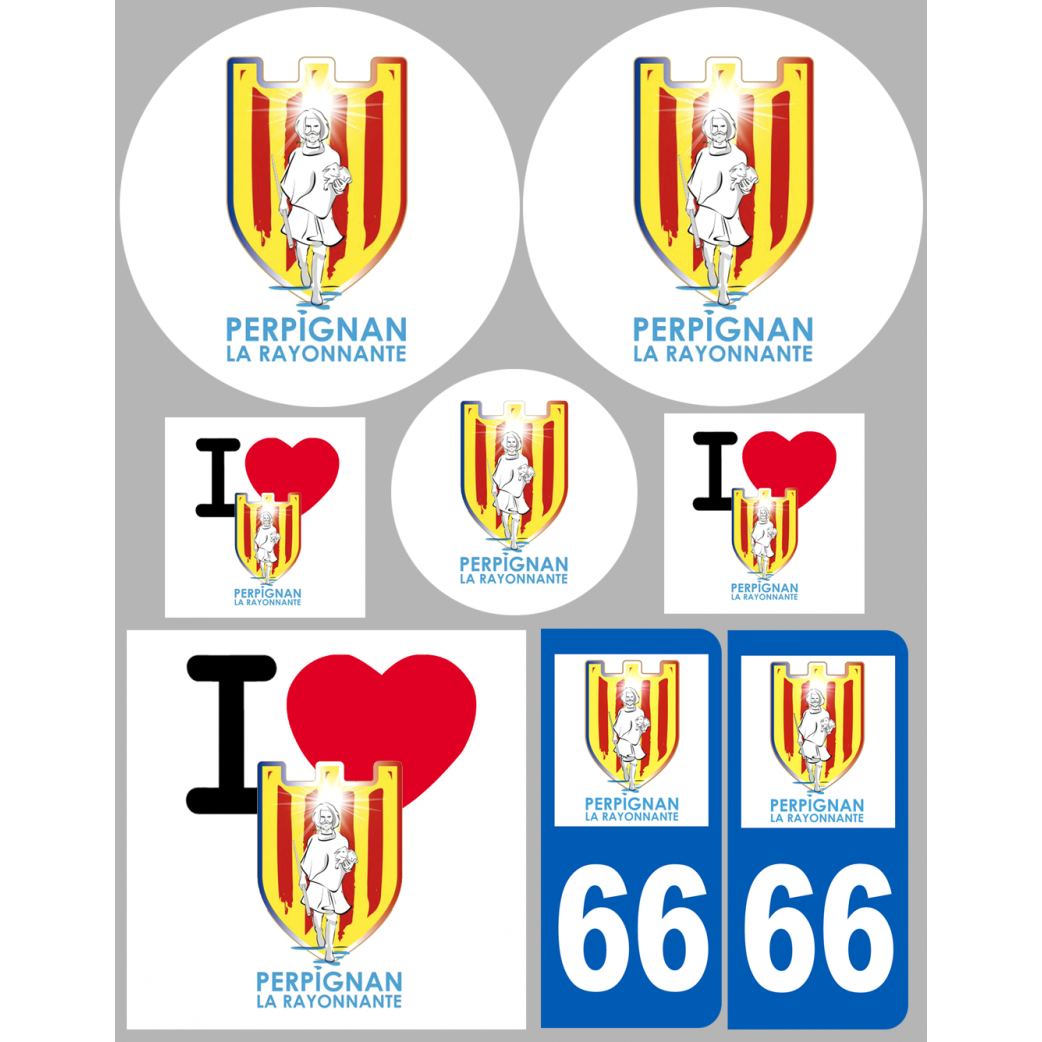 Perpignan - 8 autocollants variés - Sticker/autocollant