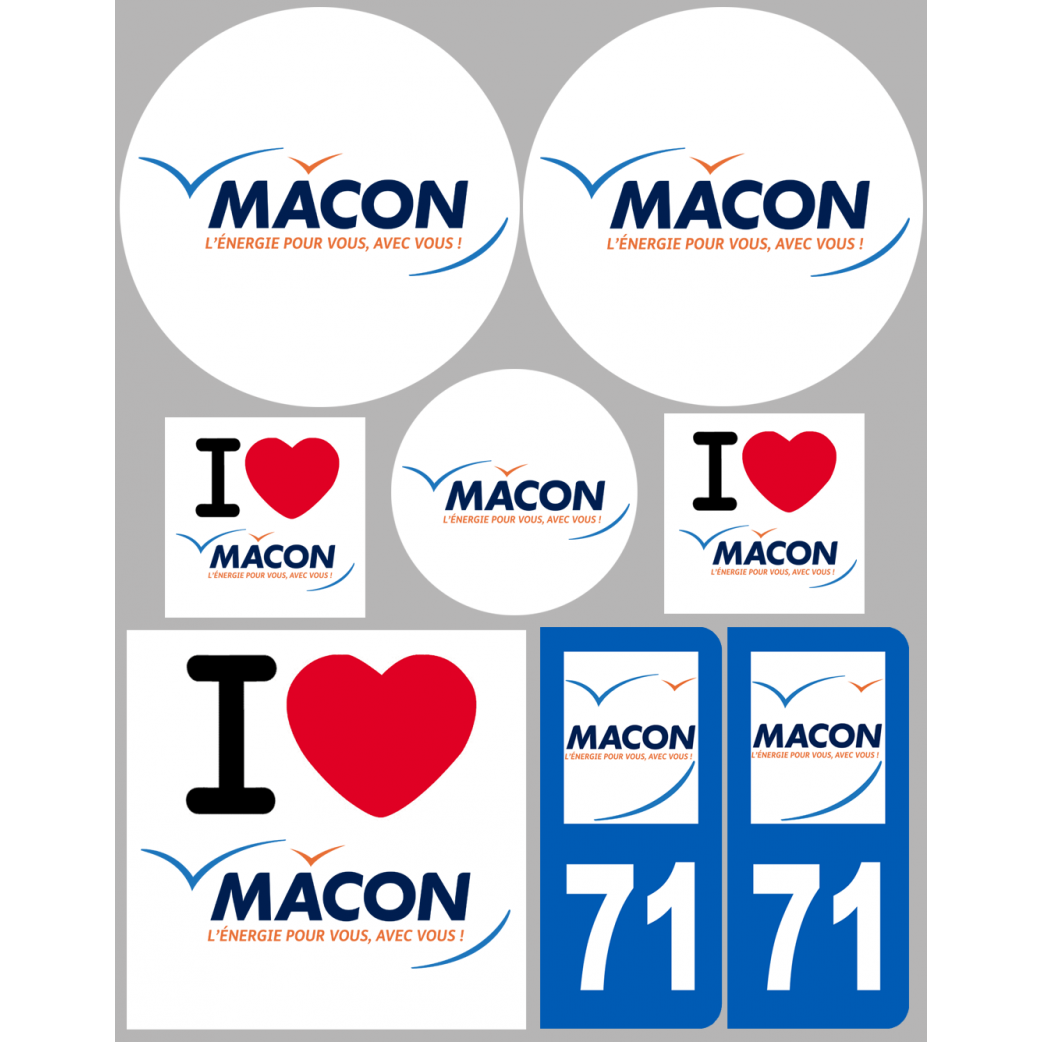 Mâcon - 8 autocollants variés - Sticker/autocollant