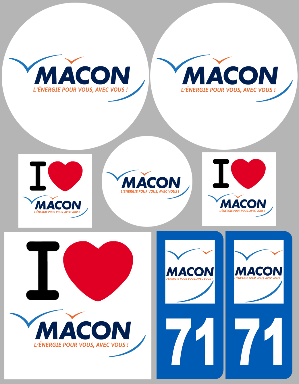 Mâcon - 8 autocollants variés - Sticker/autocollant