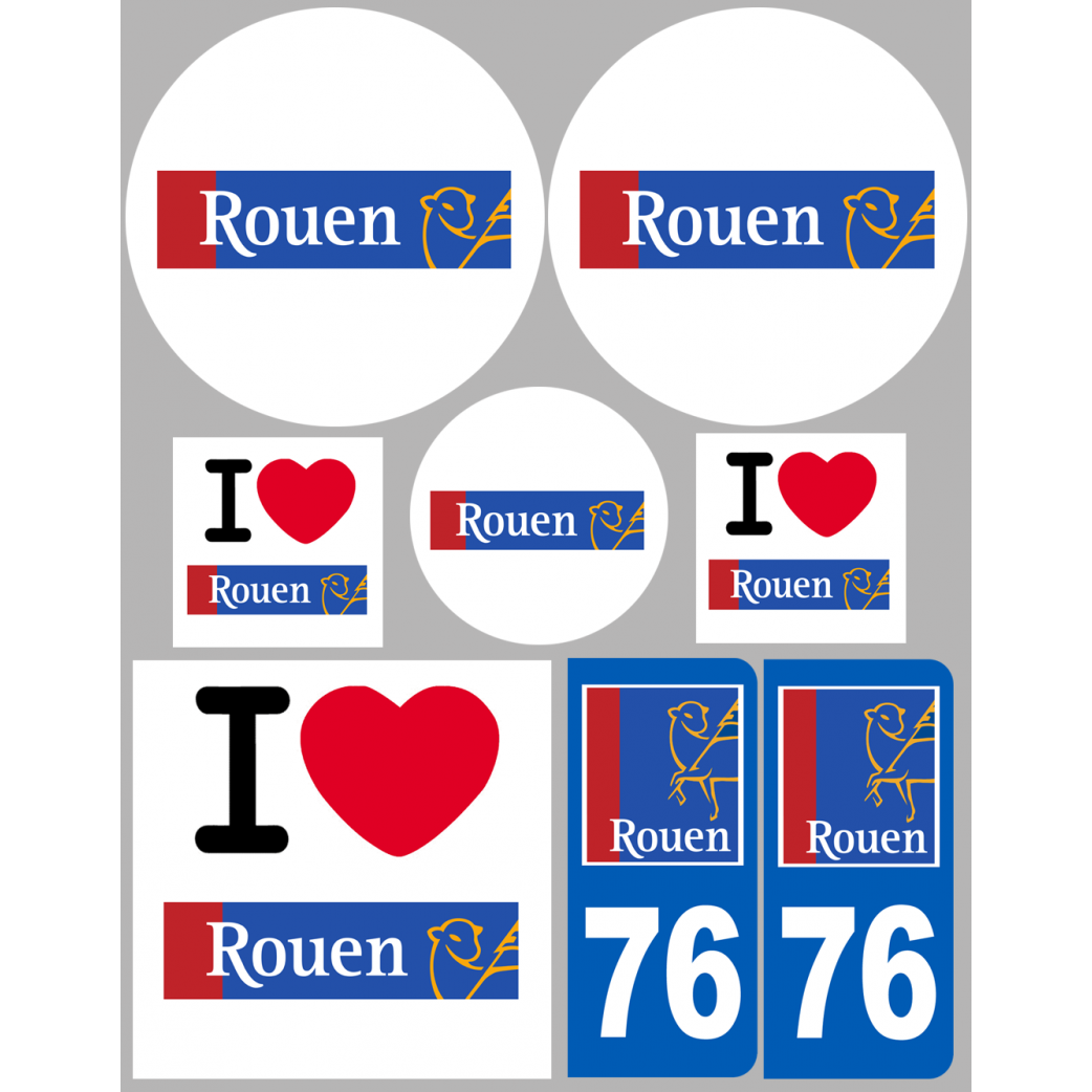 Rouen - 8 autocollants variés - Sticker/autocollant