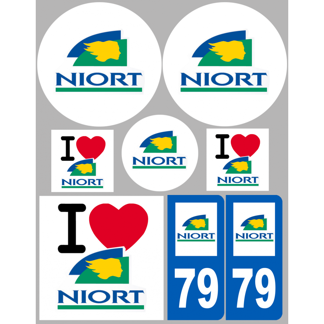 Niort - 8 autocollants variés - Sticker/autocollant