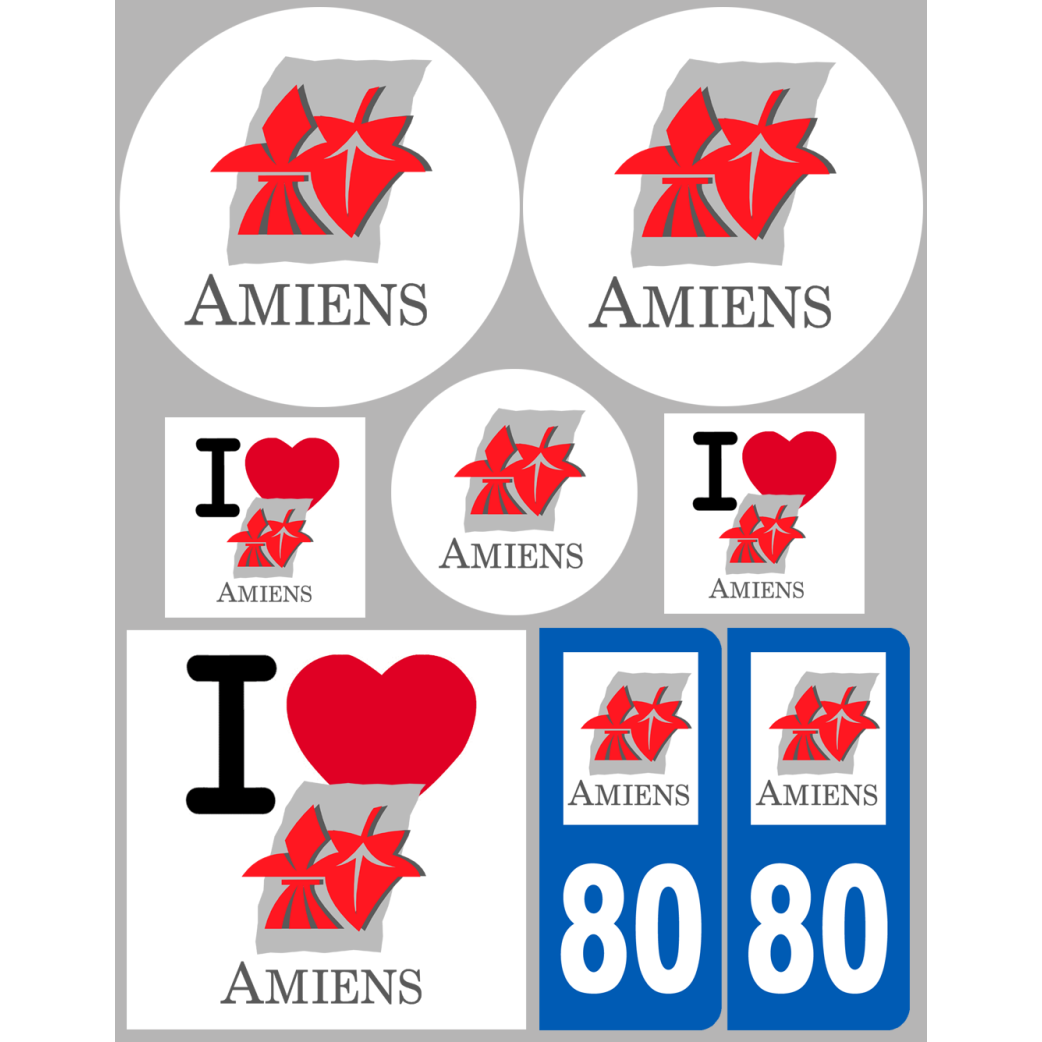 Amiens - 8 autocollants variés - Sticker/autocollant