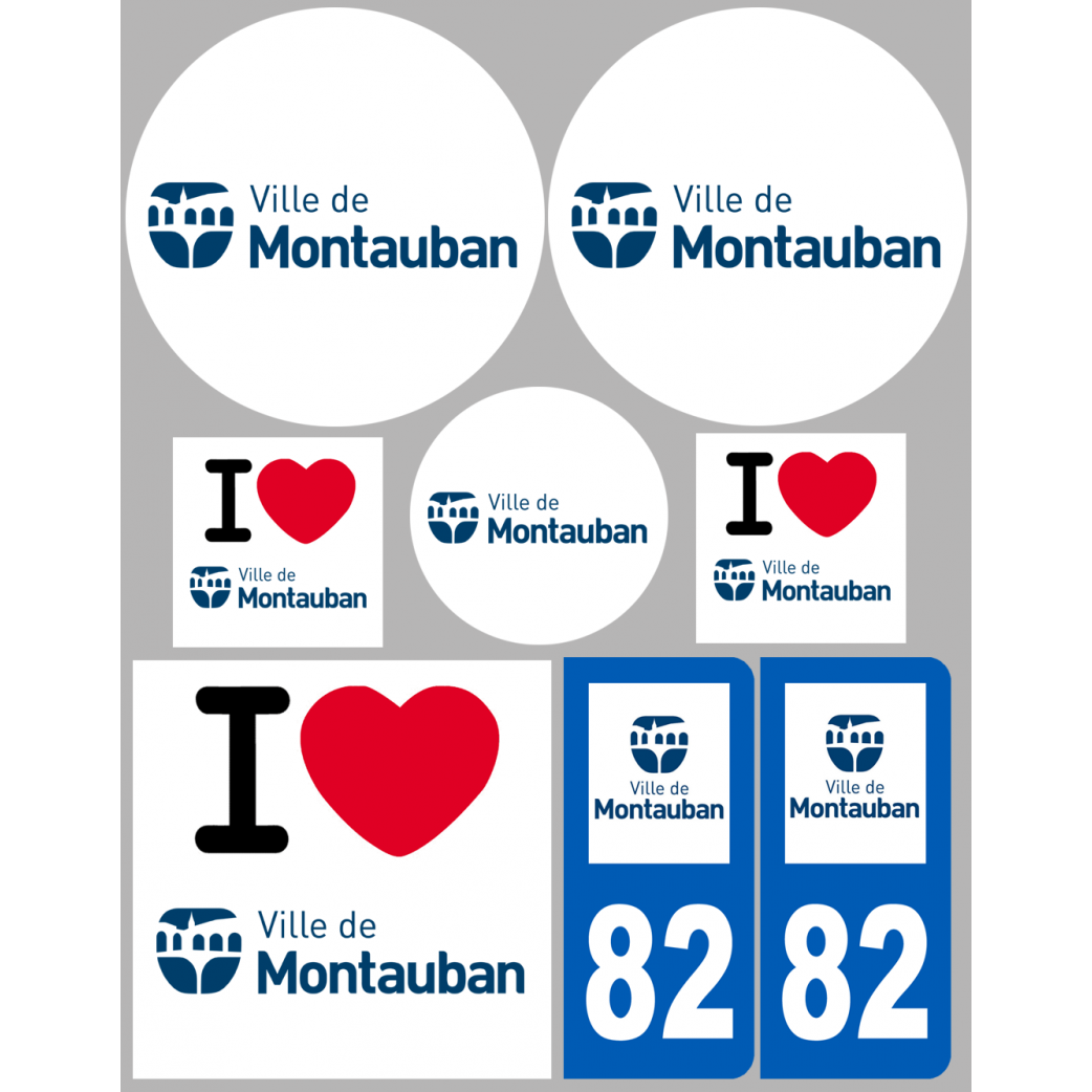Montauban - 8 autocollants variés - Sticker/autocollant