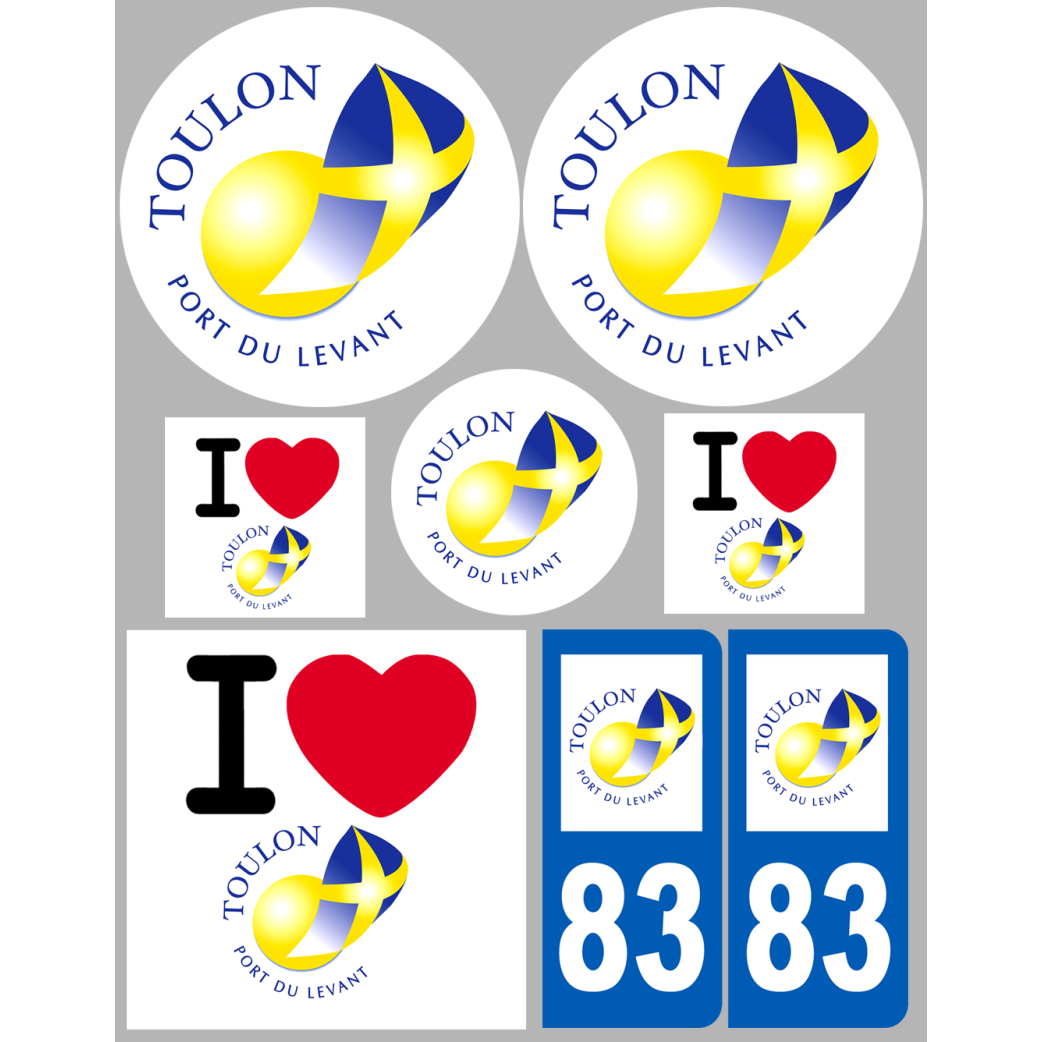 Toulon - 8 autocollants variés - Sticker/autocollant