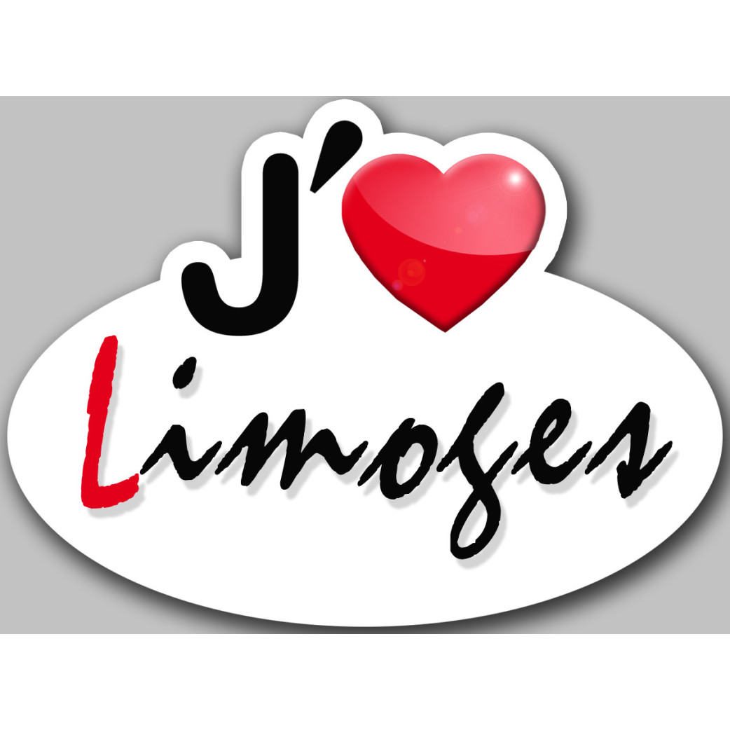 j'aime Limoge - 5x3.7cm - Sticker/autocollant