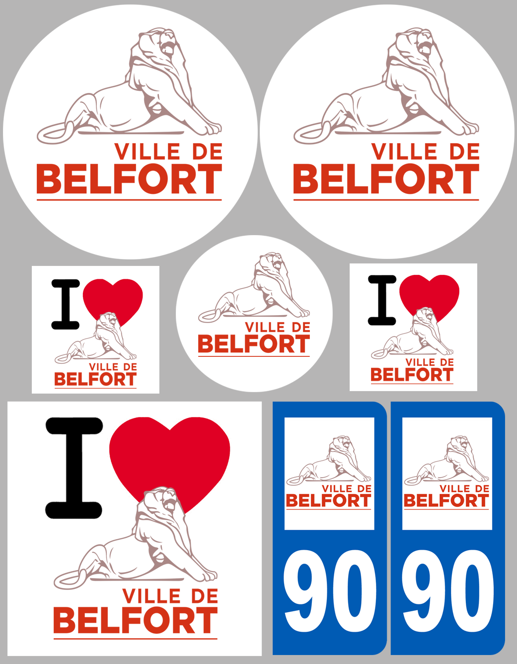 Belfort - 8 autocollants variés - Sticker/autocollant