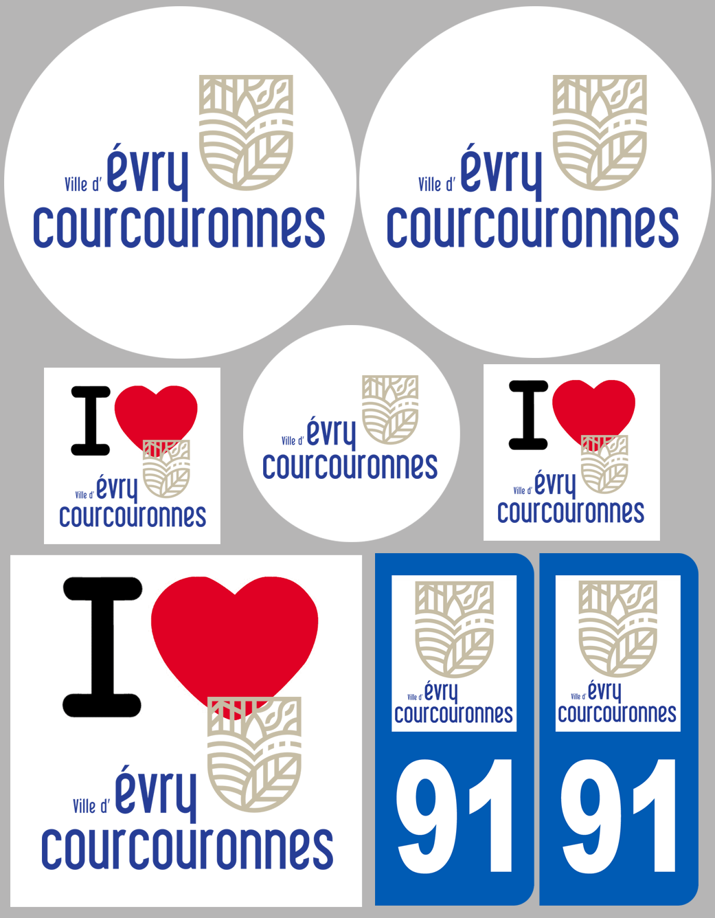 Évry-Courcouronnes - 8 autocollants variés - Sticker/autocollant