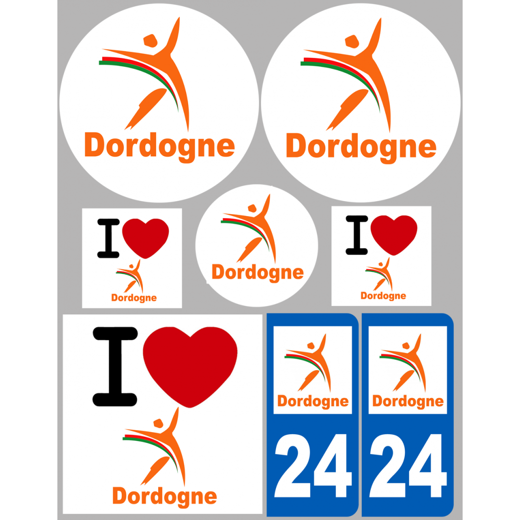 Dordogne (8 autocollants variés) - Sticker/autocollant