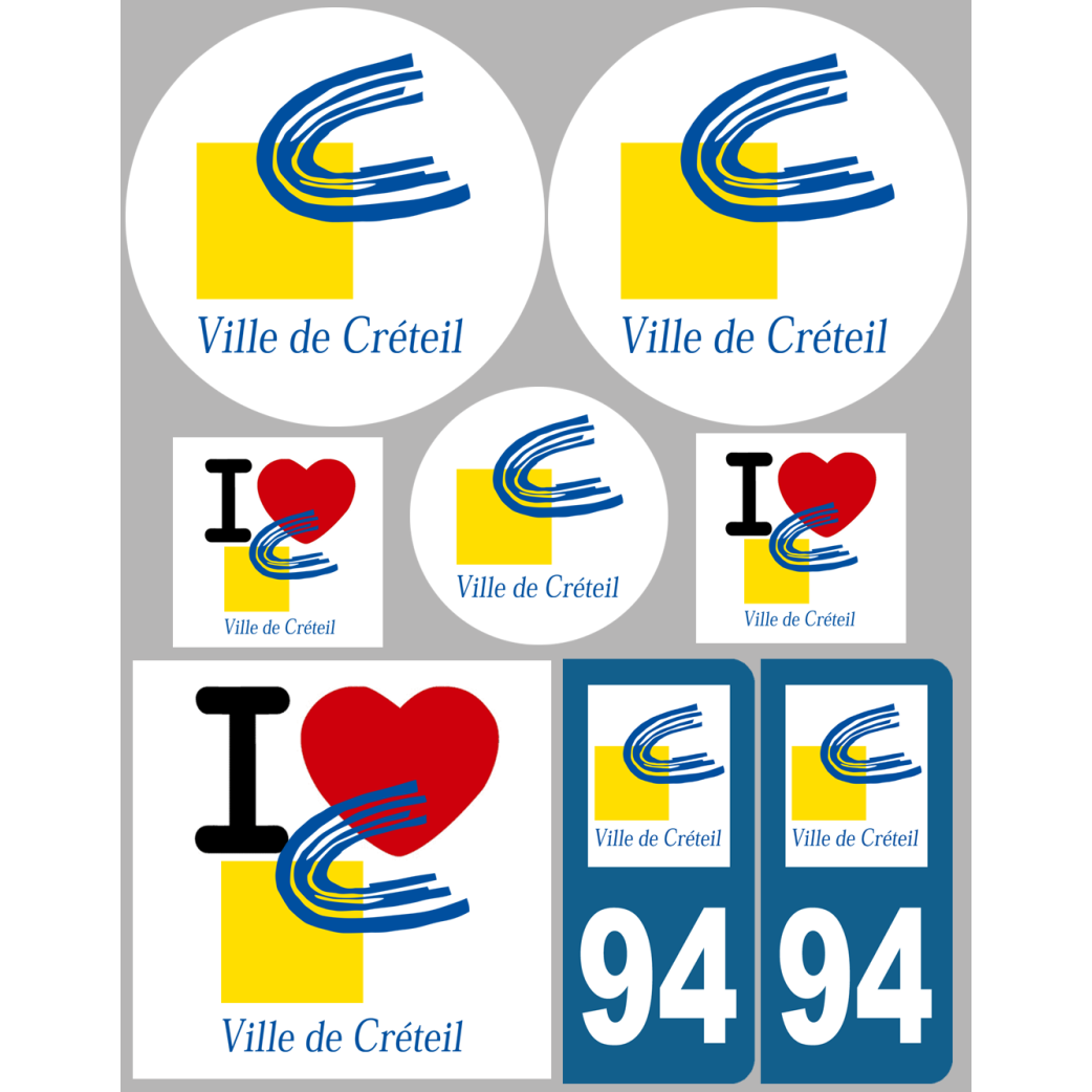 Créteil - 8 autocollants variés - Sticker/autocollant