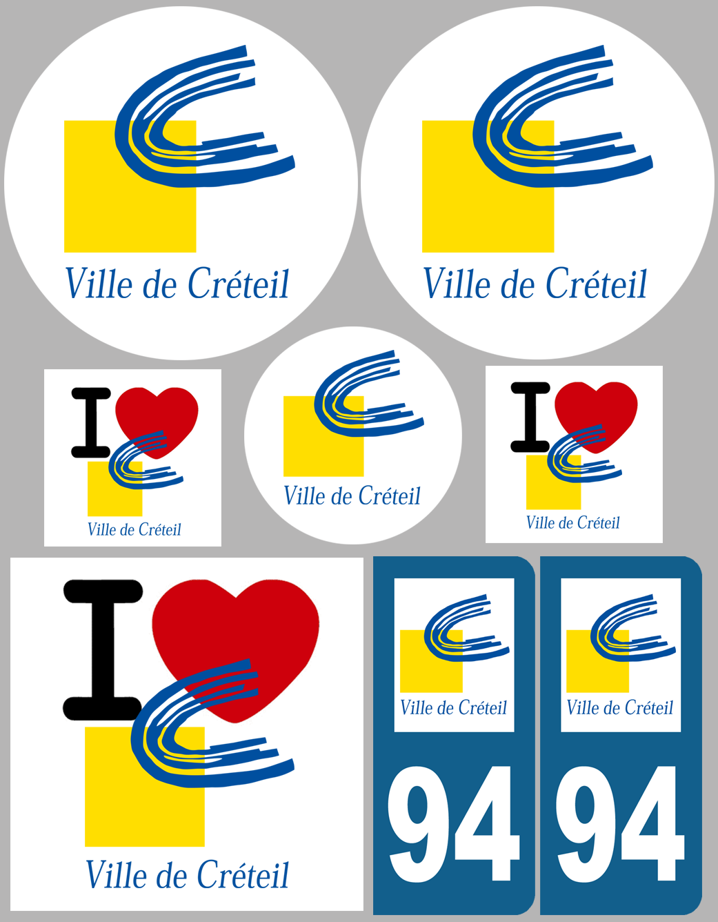 Créteil - 8 autocollants variés - Sticker/autocollant