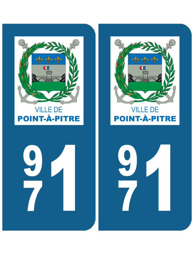 immatriculation Pointe-à-Pitre 971 - Sticker/autocollant immatriculation Pointe-à-Pitre 971 - Sticker/autocollant