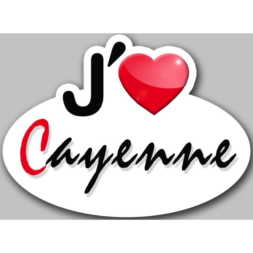 j'aime Cayenne (5x3.7cm) - Sticker/autocollant