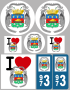 Cayenne blason - 8 autocollants variés - Sticker/autocollant