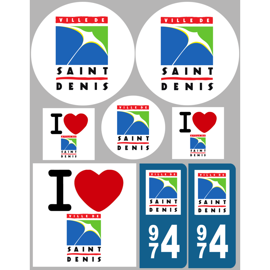 Saint-Denis de la Réunion - 8 autocollants variés - Sticker/autocollant