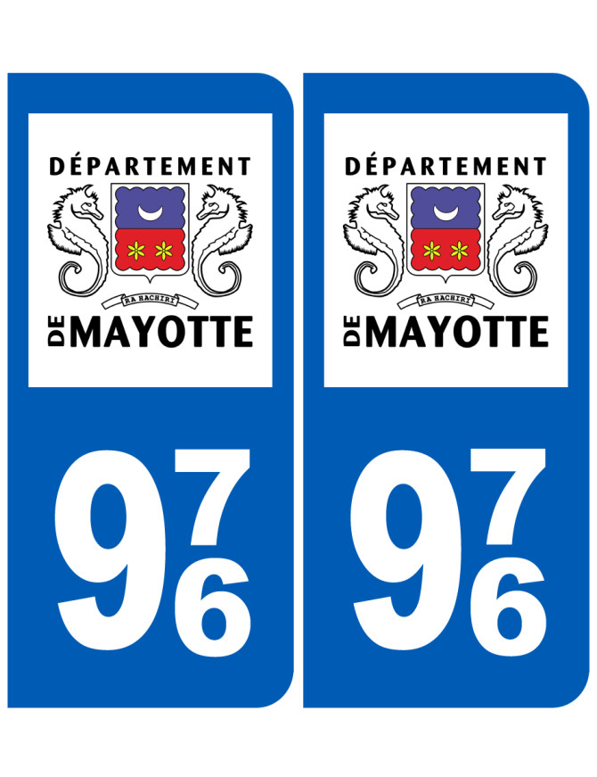 immatriculation 976 (Mayotte) - Sticker/autocollant immatriculation 976 (Mayotte) - Sticker/autocollant