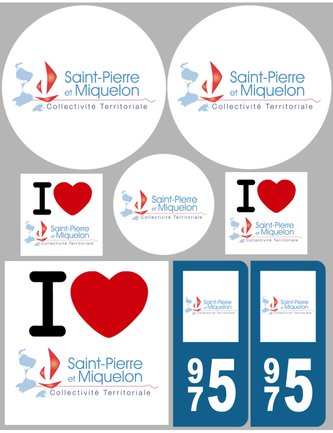 Saint-Pierre et Miquelon - Kit 8 stickers - Sticker/autocollant Saint-Pierre et Miquelon - Kit 8 stickers - Sticker/autocollant