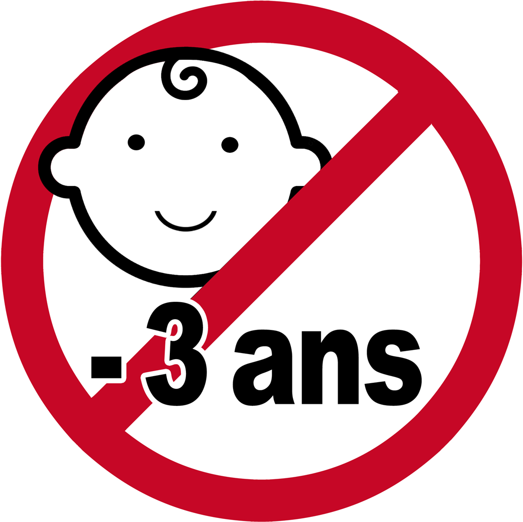Interdit moins 3 ans - 20x20cm - Sticker/autocollant