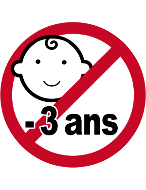 Interdit moins 3 ans - 15x15cm - Sticker/autocollant