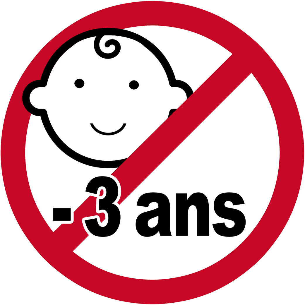 Interdit moins 3 ans - 5x5cm - Sticker/autocollant