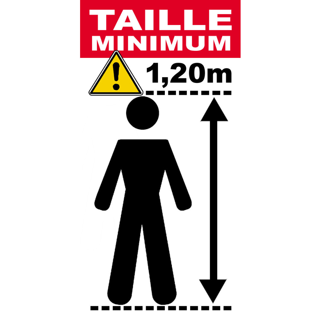 Taille minimum 1,20m - 15x7.5cm - Sticker/autocollant