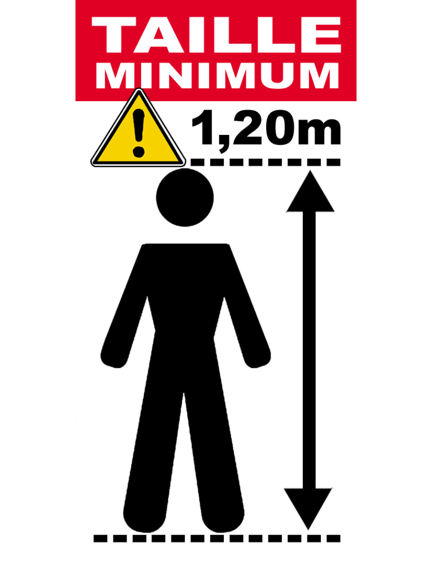 Taille minimum 1,20m - 15x7.5cm - Sticker/autocollant