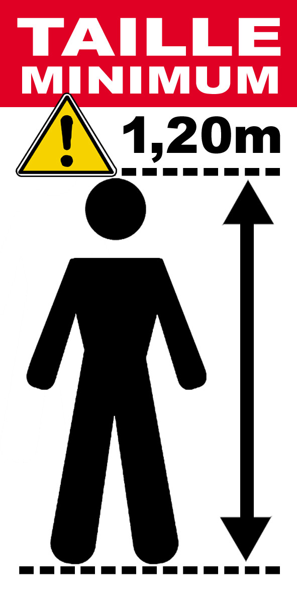 Taille minimum 1,20m - 15x7.5cm - Sticker/autocollant