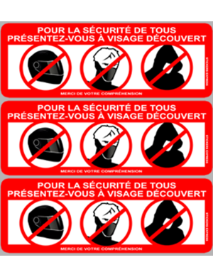 visage découvert - 3fois 10x3.5cm - Sticker/autocollant