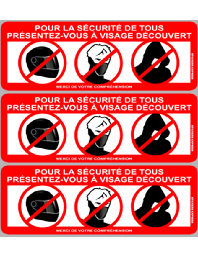 visage découvert - 3fois 10x3.5cm - Sticker/autocollant visage découvert - 3fois 10x3.5cm - Sticker/autocollant