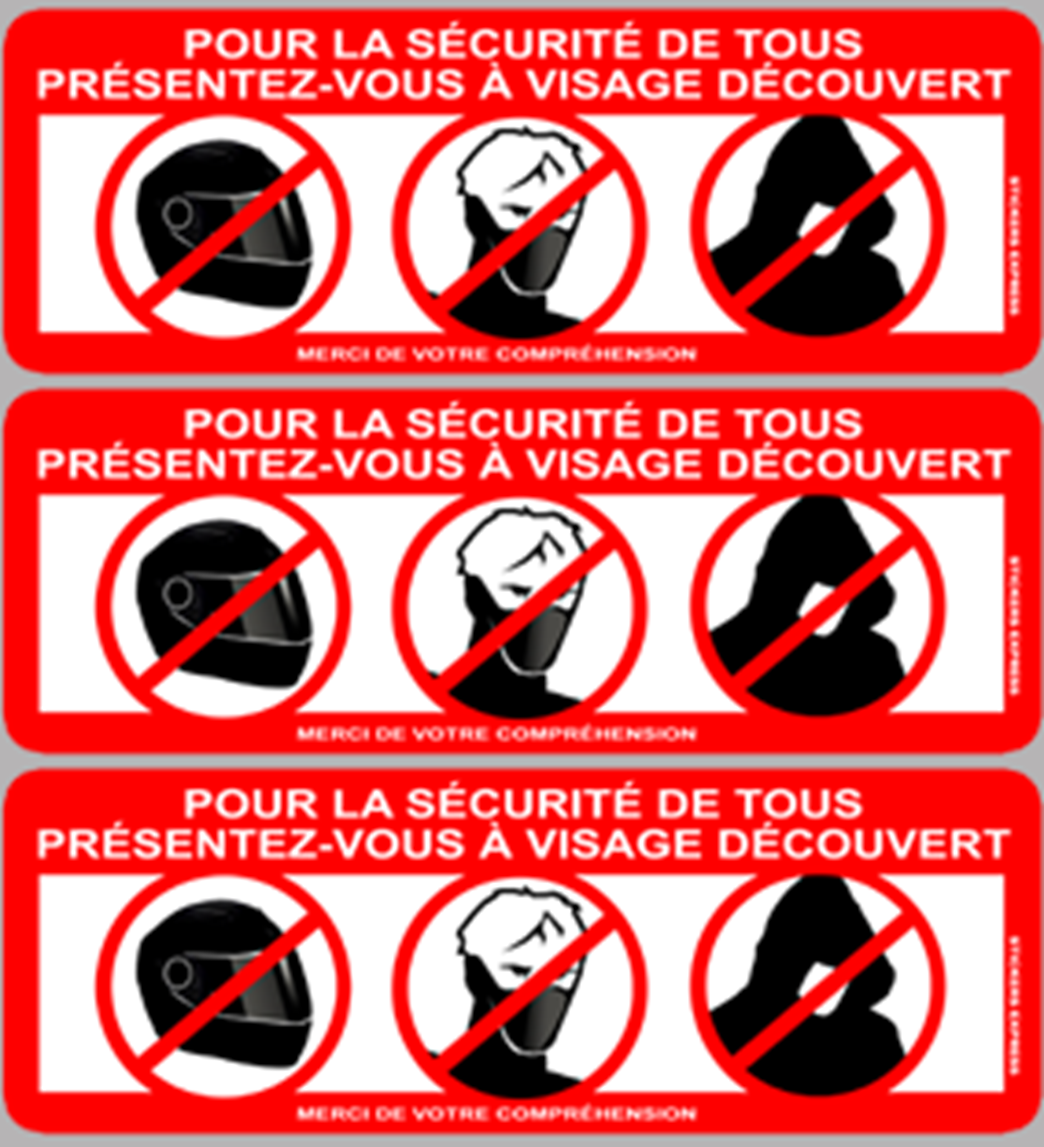visage découvert - 3fois 10x3.5cm - Sticker/autocollant
