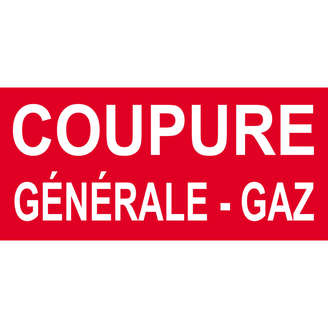 Coupure générale gaz - 15x7cm - Sticker/autocollant
