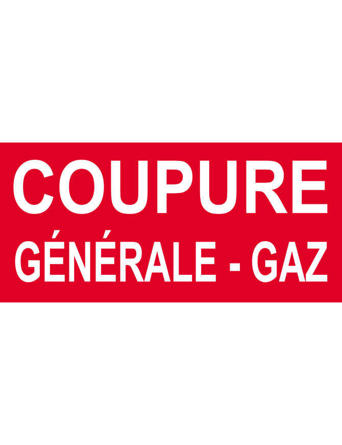 Coupure générale gaz - 10x4.5cm - Sticker/autocollant Coupure générale gaz - 10x4.5cm - Sticker/autocollant