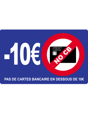 Pas de cartes bancaires en dessous de 10 euros - 15x9.2cm - Sticker/autocollant