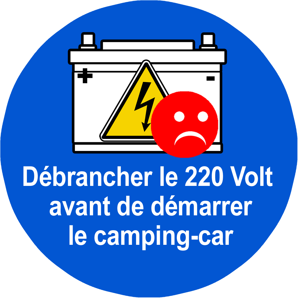 Débrancher le 220 Volt  avant de démarrer  le camping-car - 5cm - Sticker/autocollant